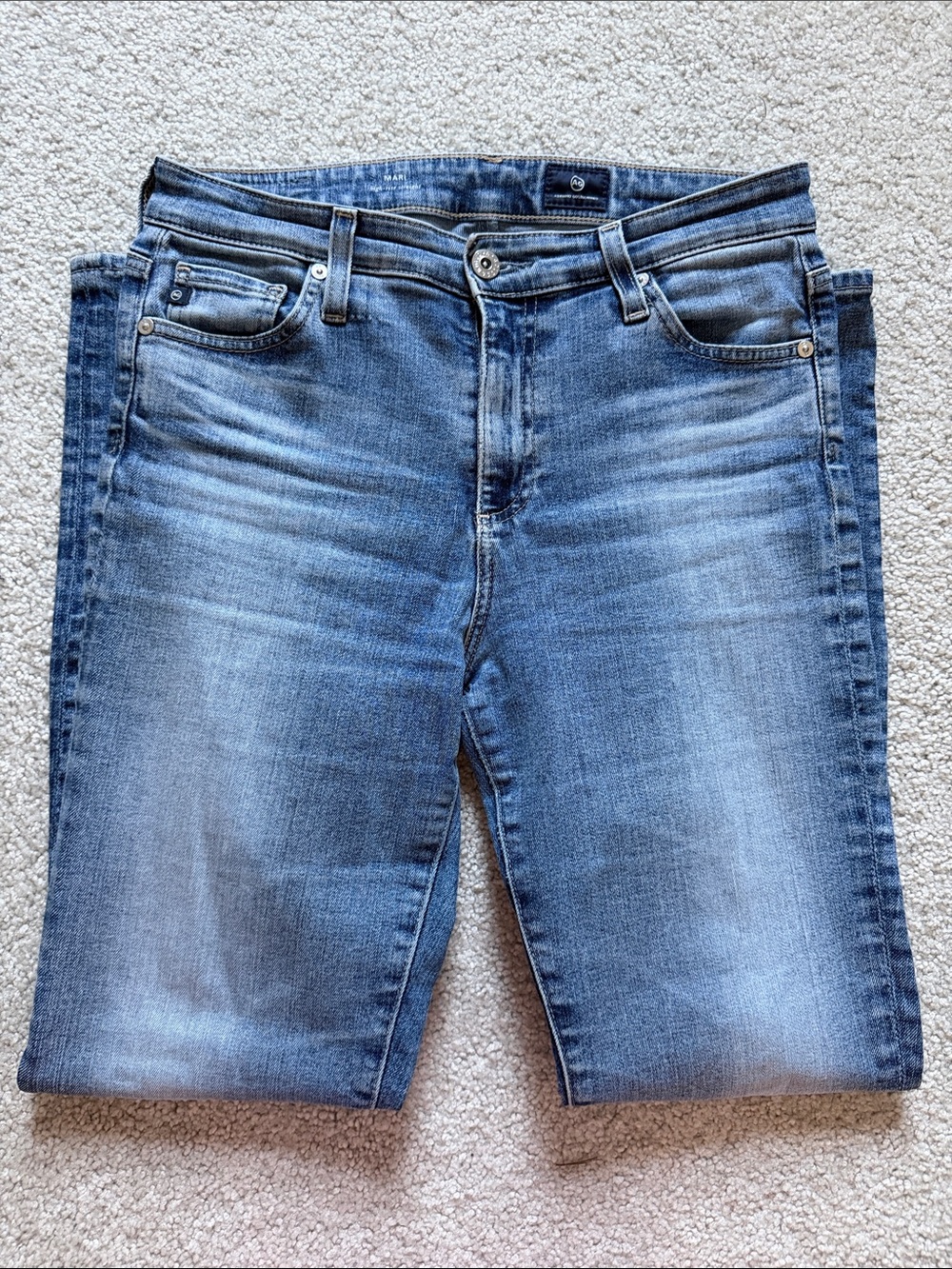 AG Adriano Goldschmied "Mari" Mid-Rise Slim Straight Jeans – Size 28R
